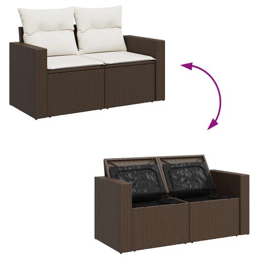 11 részes barna polyrattan kerti ülőgarnitúra párnákkal