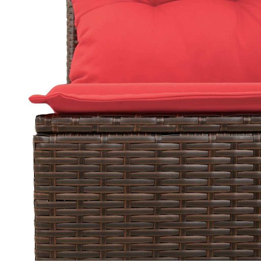 10 részes barna polyrattan akácfa kerti ülőgarnitúra párnákkal