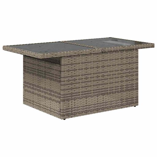 10 részes szürke polyrattan akácfa kerti ülőgarnitúra párnákkal