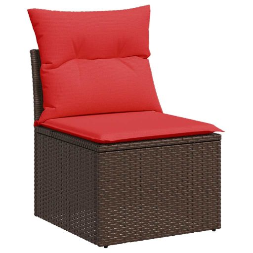 10 részes barna polyrattan akácfa kerti ülőgarnitúra párnákkal