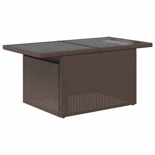 10 részes barna polyrattan akácfa kerti ülőgarnitúra párnákkal