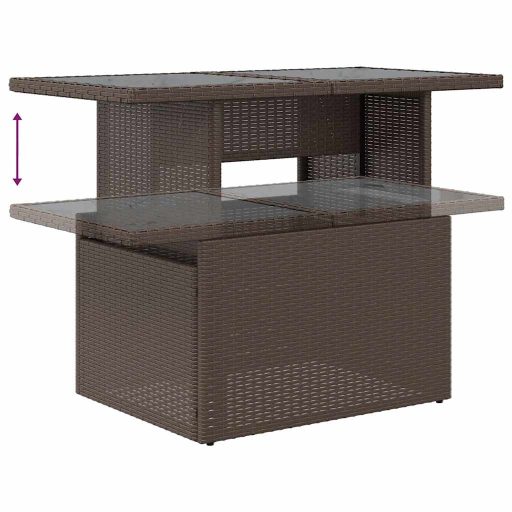 10 részes barna polyrattan akácfa kerti ülőgarnitúra párnákkal