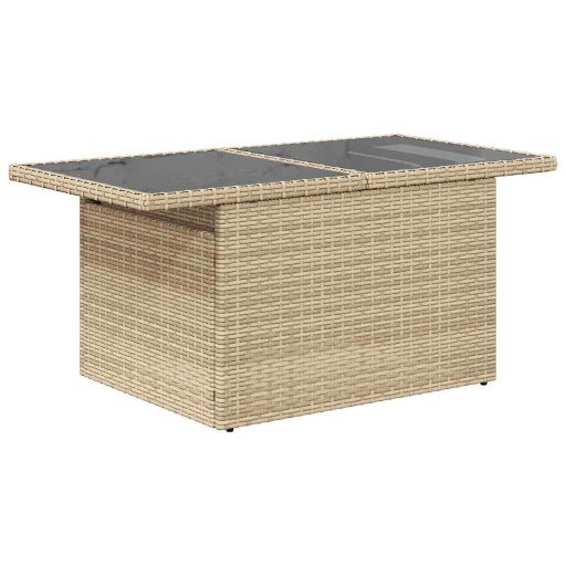 10 részes bézs polyrattan kerti ülőgarnitúra párnával