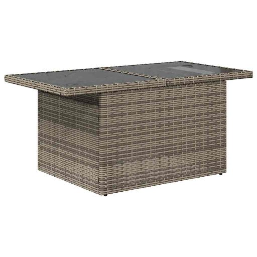 10 részes szürke polyrattan akácfa kerti ülőgarnitúra párnákkal