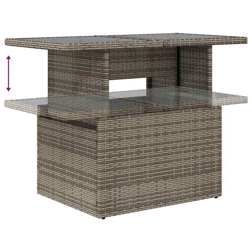 10 részes szürke polyrattan akácfa kerti ülőgarnitúra párnákkal