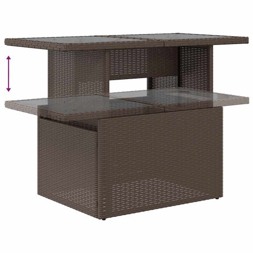 10 részes barna polyrattan akácfa kerti ülőgarnitúra párnákkal
