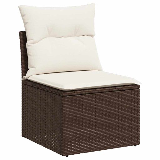 10 részes barna polyrattan kerti ülőgarnitúra párnákkal