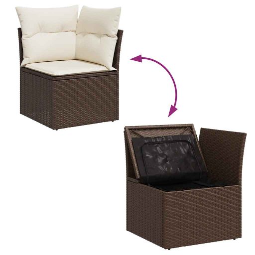10 részes barna polyrattan kerti ülőgarnitúra párnákkal