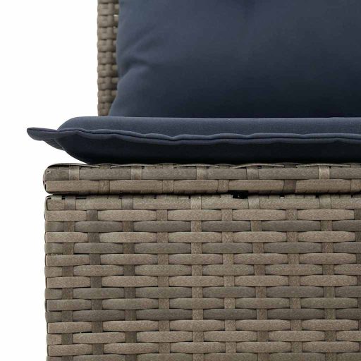 10 részes szürke polyrattan kerti ülőgarnitúra párnákkal
