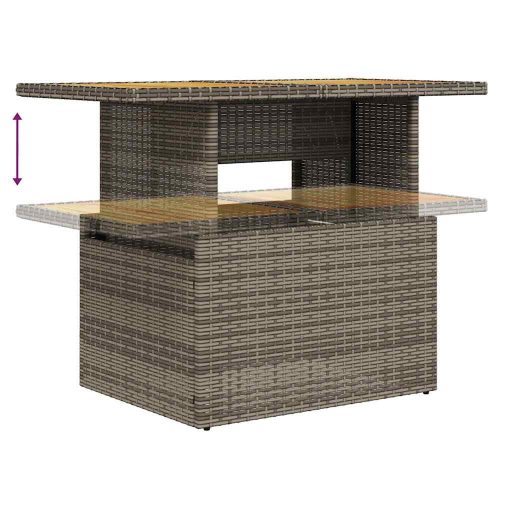 10 részes szürke polyrattan kerti ülőgarnitúra párnákkal