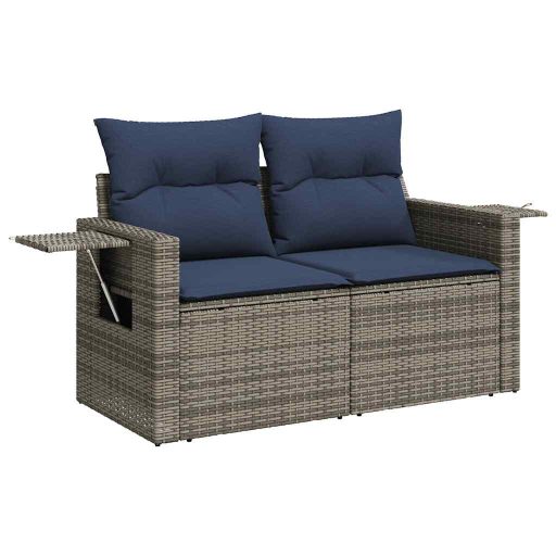 10 részes szürke polyrattan kerti ülőgarnitúra párnákkal