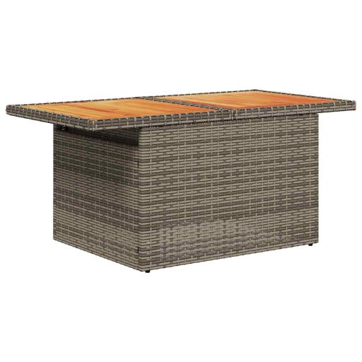 10 részes szürke polyrattan akácfa kerti ülőgarnitúra párnákkal