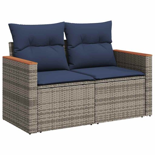 10 részes szürke polyrattan kerti ülőgarnitúra párnákkal