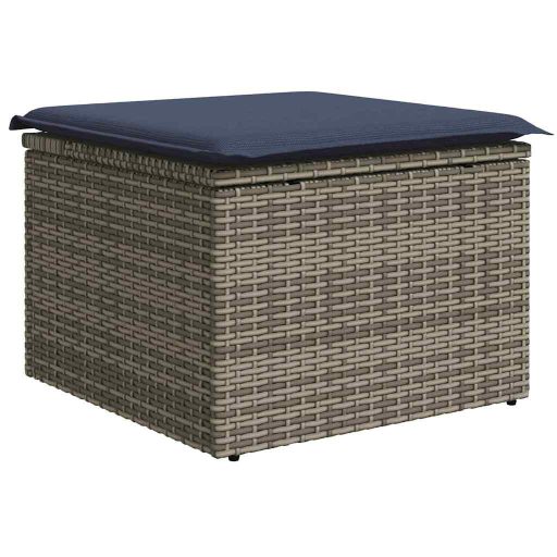 10 részes szürke polyrattan akácfa kerti ülőgarnitúra párnákkal