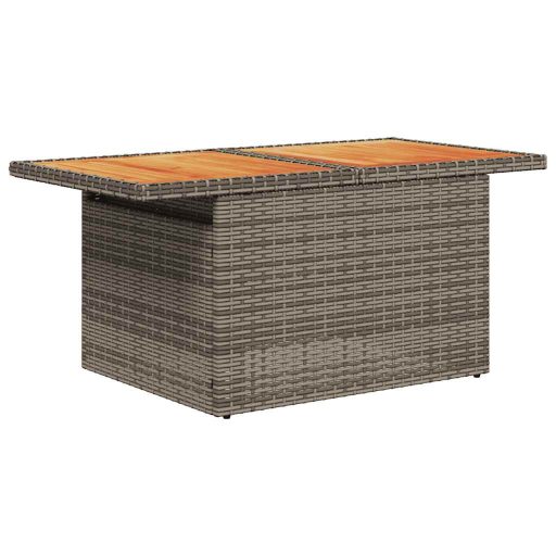 10 részes szürke polyrattan akácfa kerti ülőgarnitúra párnákkal