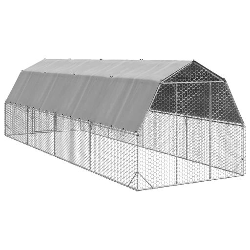 Csirkekifutó tetővel 2,5x8x2,25 m horganyzott acél