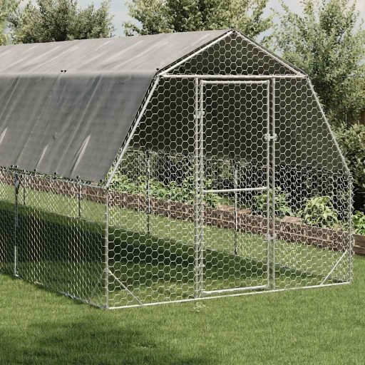 Csirkekifutó tetővel 2,5x10x2,25 m horganyzott acél