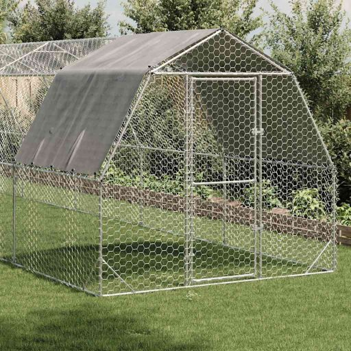 Csirkekifutó tetővel 2,5x10x2,25 m horganyzott acél