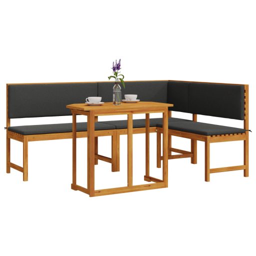 3 darabos kerti bistro szett párnákkal, masszív akácfából