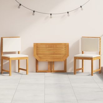   3 részes kertbistro szett párnákkal, tömör akác fából