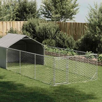   Horganyzott acél kültéri kutyafuttató kifutóval 6x2x1,5 m