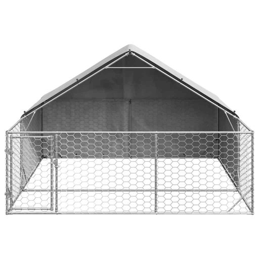 Horganyzott acél kültéri kutyafuttató kifutóval 3x3x1,9 m