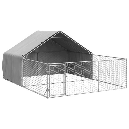 Horganyzott acél kültéri kutyafuttató kifutóval 4x3x1,9 m