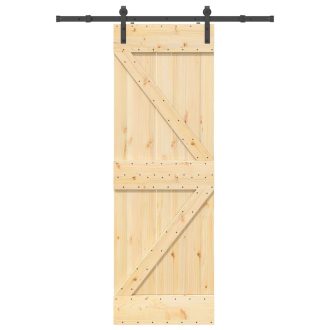 Tömör fenyőfa tolóajtó fémszerelékszettel 70 x 210 cm
