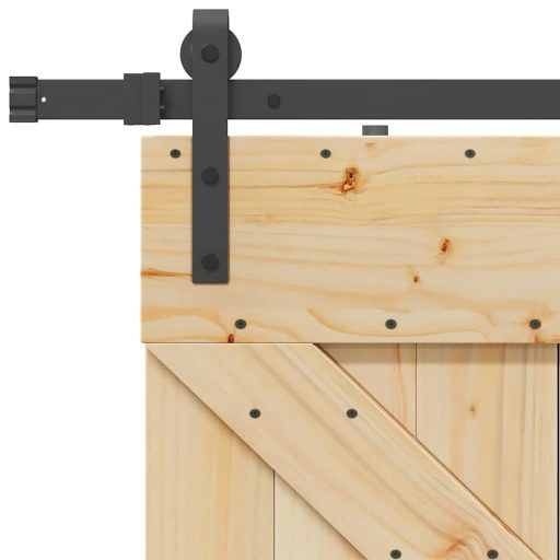 Tömör fenyőfa tolóajtó fémszerelékszettel 90 x 210 cm
