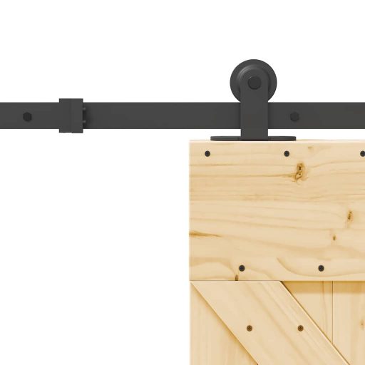 Tömör fenyőfa tolóajtó fémszerelékszettel 95 x 210 cm