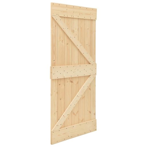 Tömör fenyőfa tolóajtó fémszerelékszettel 80 x 210 cm
