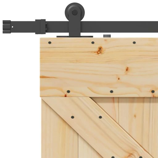 Tömör fenyőfa tolóajtó fémszerelékszettel 80 x 210 cm