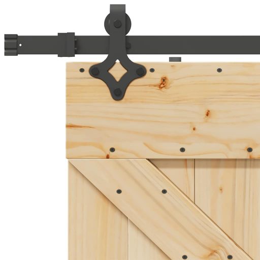 Tömör fenyőfa tolóajtó fémszerelékszettel 80 x 210 cm