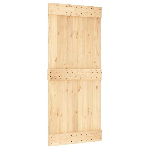 Tömör fenyőfa tolóajtó fémszerelékszettel 90 x 210 cm
