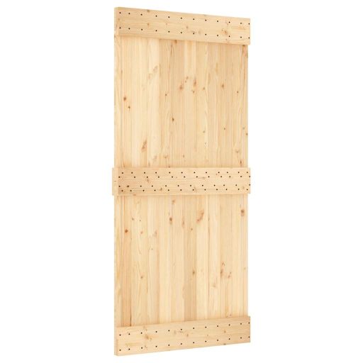 Tömör fenyőfa tolóajtó fémszerelékszettel 95 x 210 cm