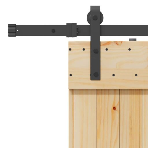 Tömör fenyőfa tolóajtó fémszerelékszettel 95 x 210 cm