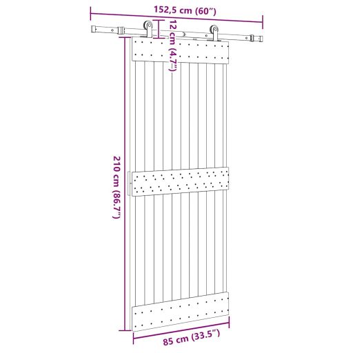 Tömör fenyőfa tolóajtó fémszerelékszettel 85x210 cm