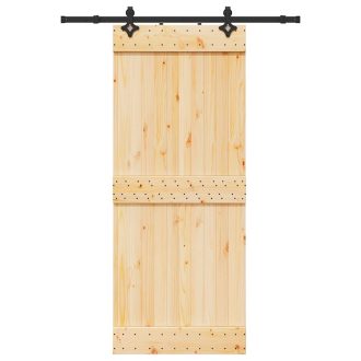 Tömör fenyőfa tolóajtó fémszerelékszettel 85x210 cm