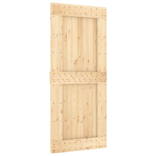 Tömör fenyőfa tolóajtó fémszerelékszettel 90 x 210 cm