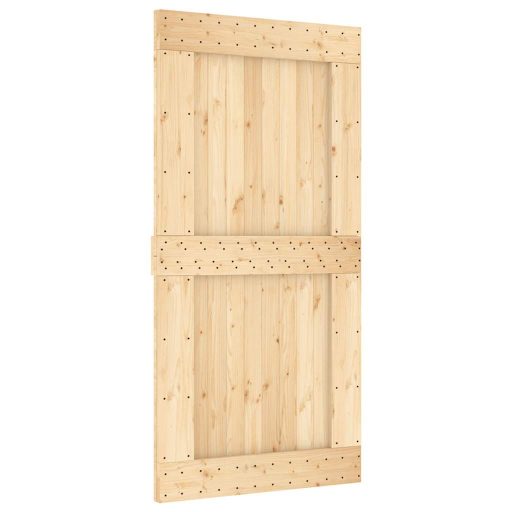 Tömör fenyőfa tolóajtó fémszerelékszettel 100 x 210 cm