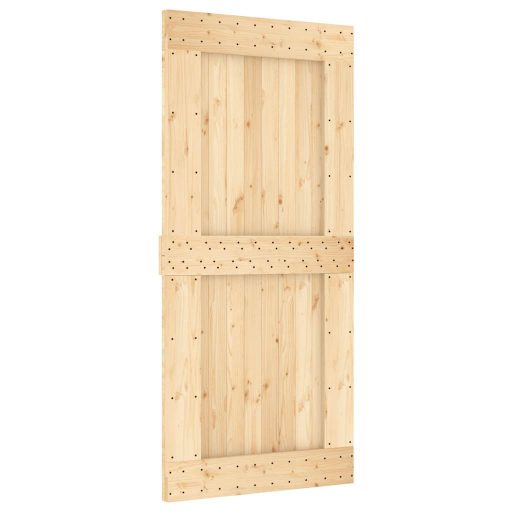 Tömör fenyőfa tolóajtó fémszerelékszettel 95 x 210 cm