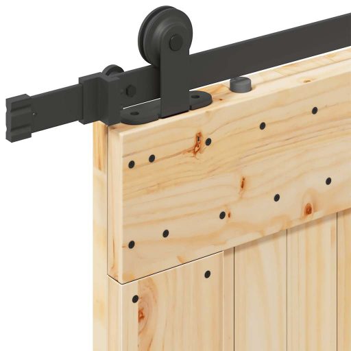 Tömör fenyőfa tolóajtó fémszerelékszettel 100 x 210 cm