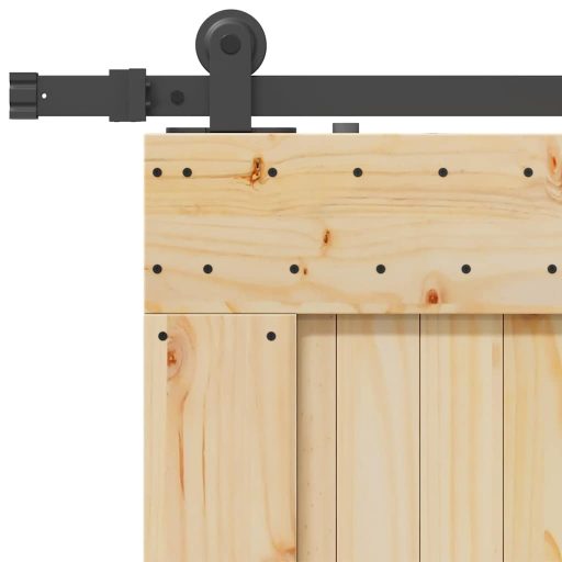 Tömör fenyőfa tolóajtó fémszerelékszettel 100 x 210 cm