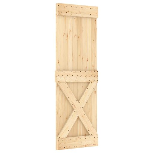 Tömör fenyőfa tolóajtó fémszerelékszettel 70 x 210 cm