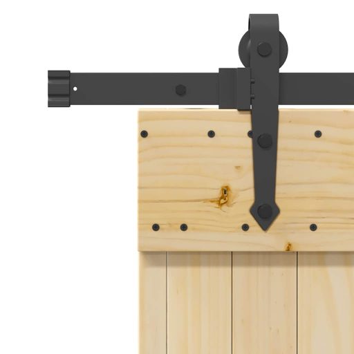 Tömör fenyőfa tolóajtó fémszerelékszettel 80 x 210 cm