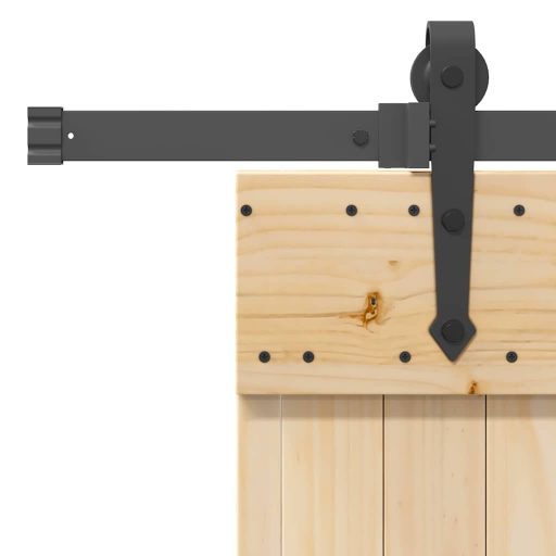 Tömör fenyőfa tolóajtó fémszerelékszettel 80 x 210 cm