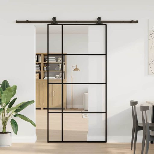 ESG üveg-alumínium tolóajtó fémszerelvény-szettel 102,5x205 cm