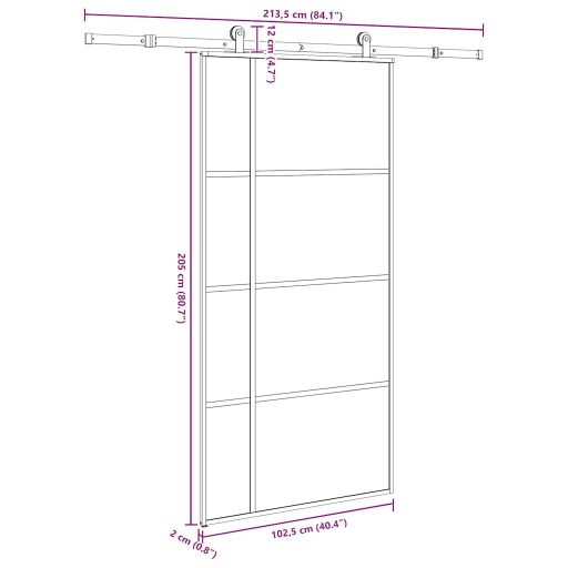 ESG üveg-alumínium tolóajtó fémszerelvény-szettel 102,5x205 cm