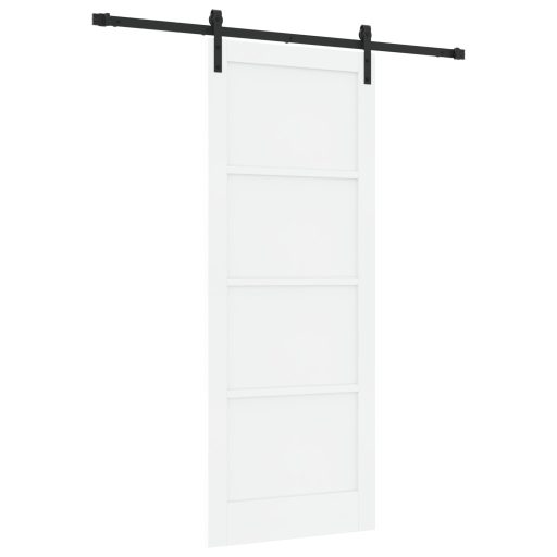 Csúszó ajtó és szerelő készlet Fehér 83x211 cm szilárd fa fenyő