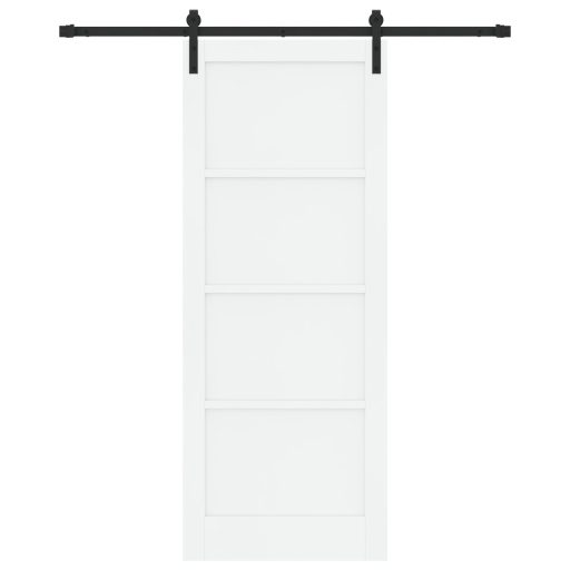 Csúszó ajtó és szerelő készlet Fehér 83x211 cm szilárd fa fenyő